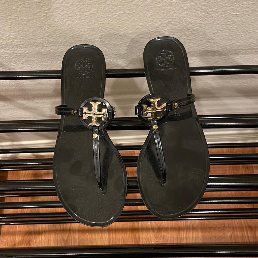 TORY BURCH mini miller black sandal size 8